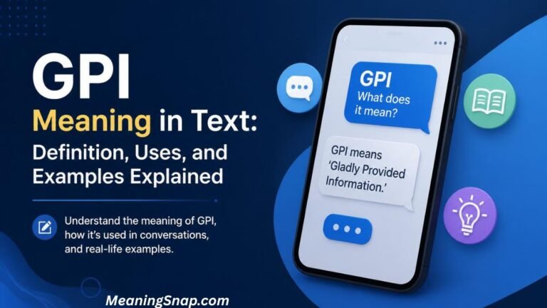 Graphic explaining GPI meaning in text with a smartphone showing "Gladly Provided Information" and message bubbles.