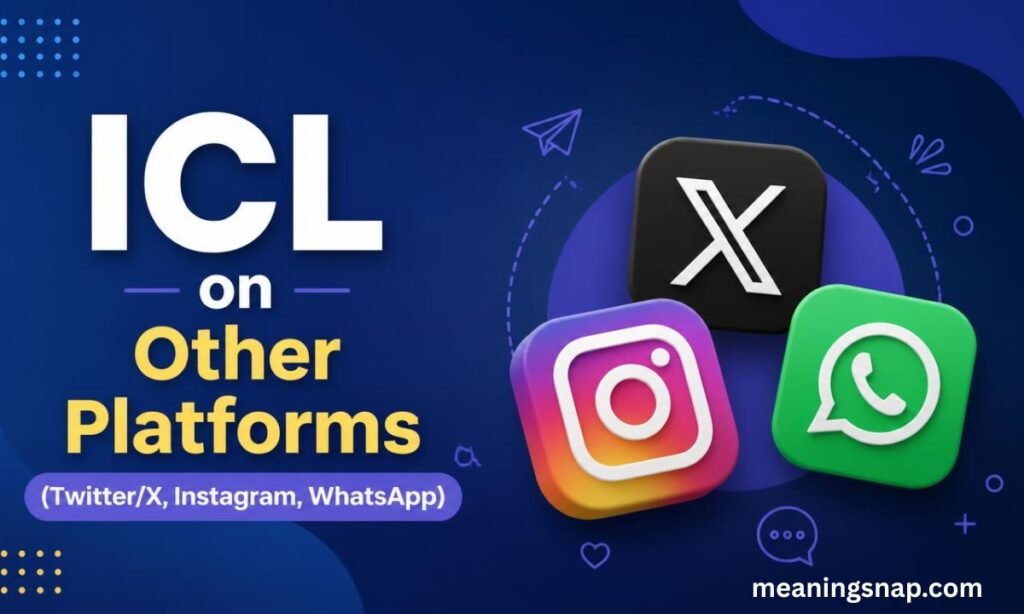 Large 3D icons for X, Instagram, and WhatsApp next to title ICL on Other Platforms (Twitter/X, Instagram, WhatsApp).