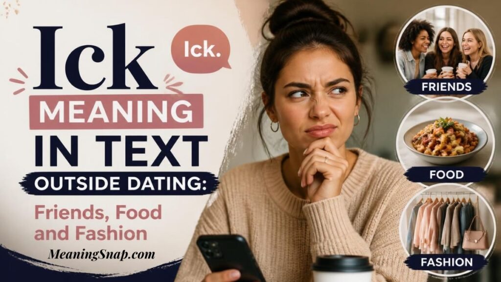 A woman and a man looking at smartphones with thought bubbles displaying "Ick." and "Ick?".   